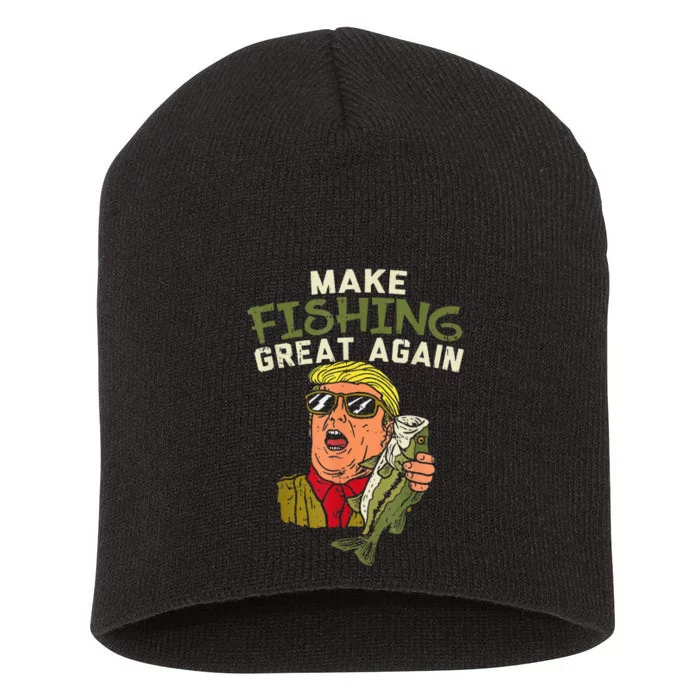 Make Fishing Great Again Trump Funny Fisherman Angler Gift Short Acrylic Beanie