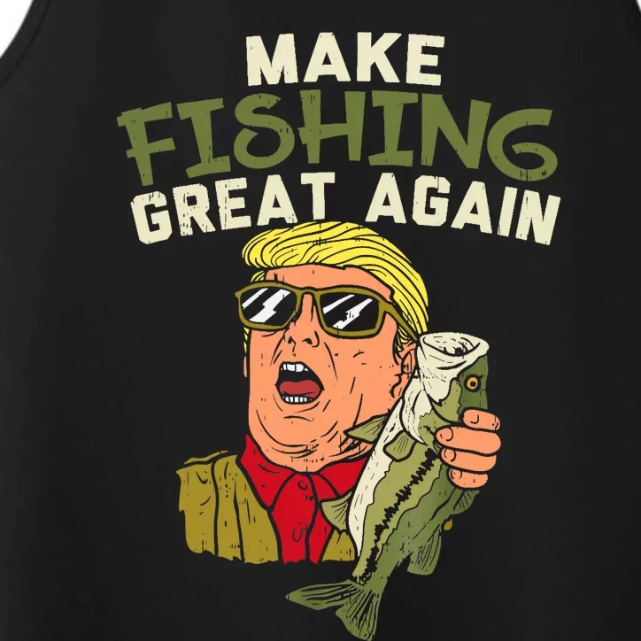 Make Fishing Great Again Trump Funny Fisherman Angler Gift Performance Tank