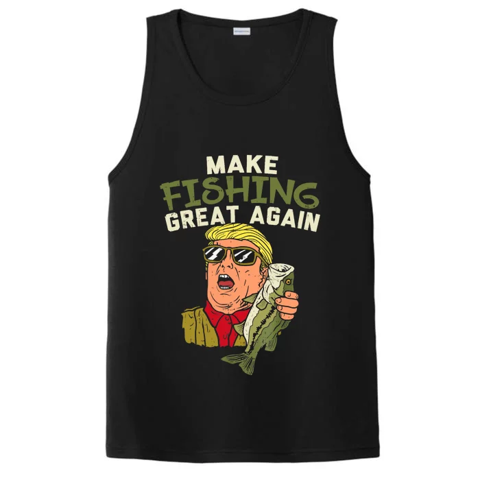 Make Fishing Great Again Trump Funny Fisherman Angler Gift Performance Tank