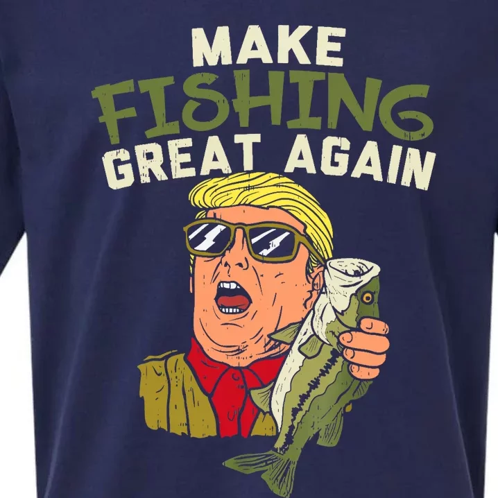 Make Fishing Great Again Trump Funny Fisherman Angler Gift Sueded Cloud Jersey T-Shirt