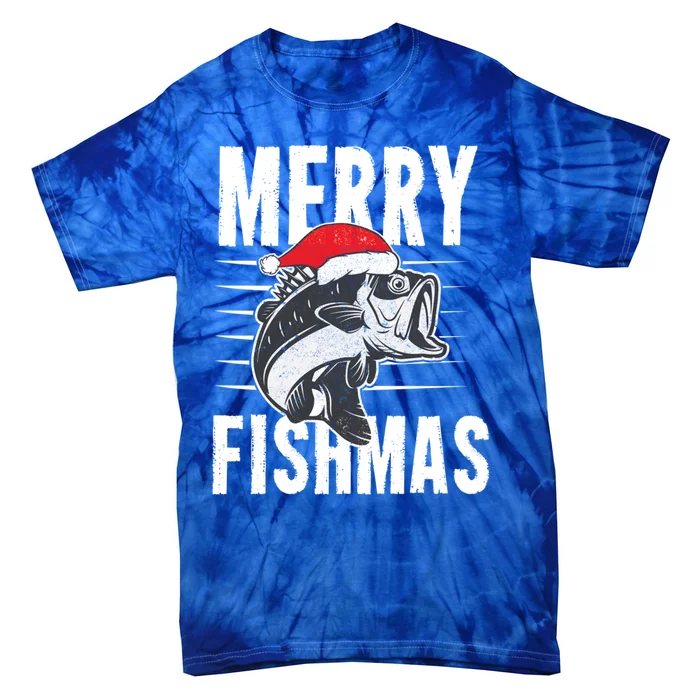 Merry Fishmas Gift Funny Fishing Christmas Cute Gift Tie-Dye T-Shirt