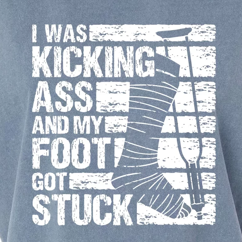 My Foot Got Stuck Broken Leg Cast Bone Injury Recovery Garment-Dyed Women's Muscle Tee