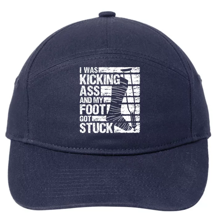 My Foot Got Stuck Broken Leg Cast Bone Injury Recovery 7-Panel Snapback Hat