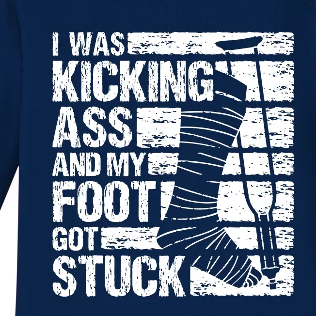 My Foot Got Stuck Broken Leg Cast Bone Injury Recovery Baby Long Sleeve Bodysuit