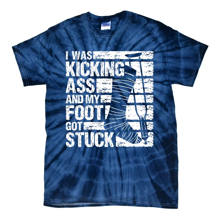 My Foot Got Stuck Broken Leg Cast Bone Injury Recovery Tie-Dye T-Shirt