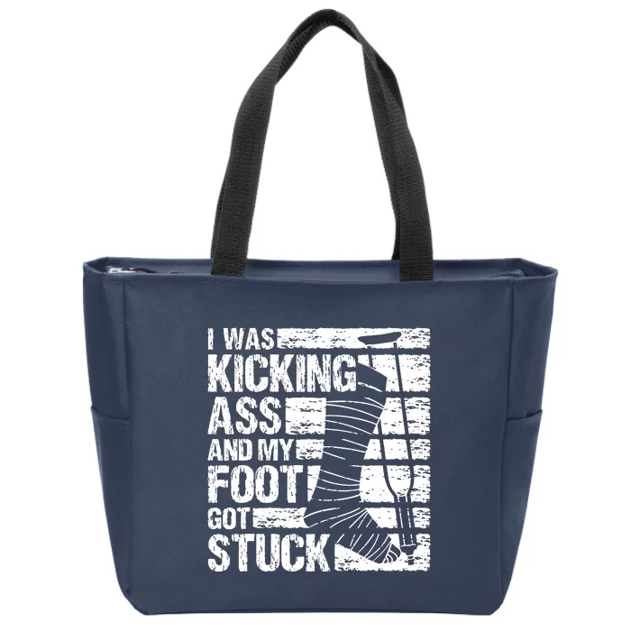 My Foot Got Stuck Broken Leg Cast Bone Injury Recovery Zip Tote Bag