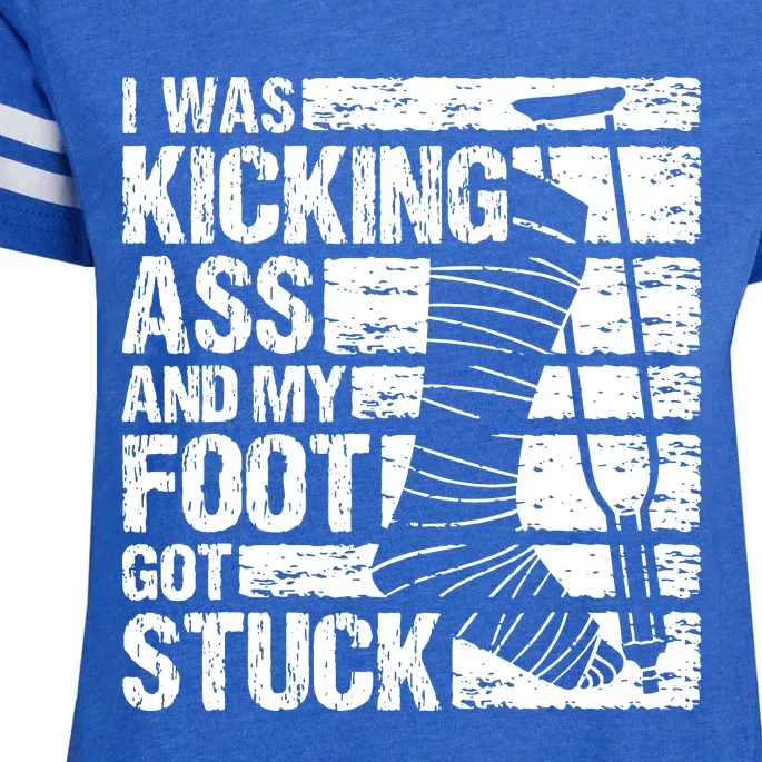 My Foot Got Stuck Broken Leg Cast Bone Injury Recovery Enza Ladies Jersey Football T-Shirt