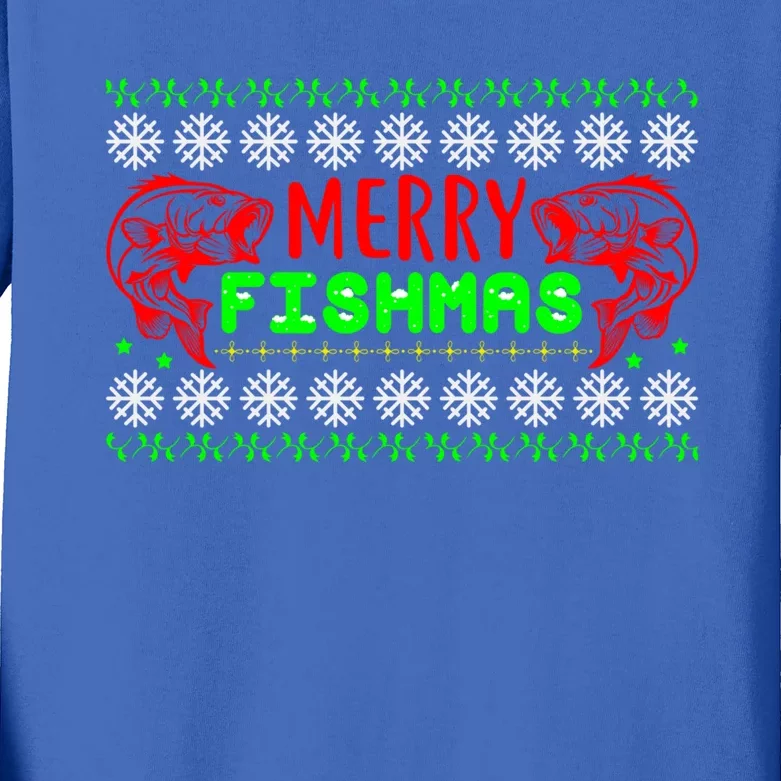 Merry Fishmas Gift Kids Long Sleeve Shirt