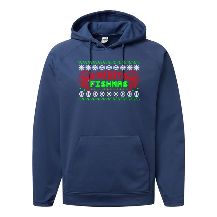 Merry Fishmas Gift Performance Fleece Hoodie