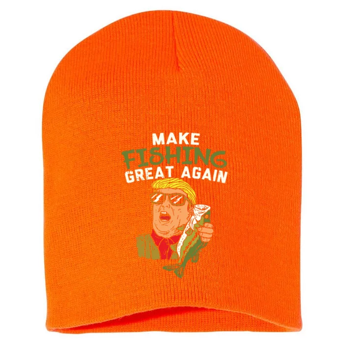 Make Fishing Great Again Trump Funny Fisherman Angler Gift Short Acrylic Beanie