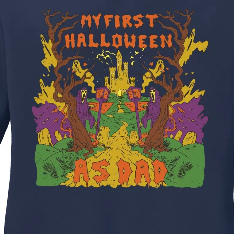 My First Halloween As Dad Ladies Long Sleeve Shirt