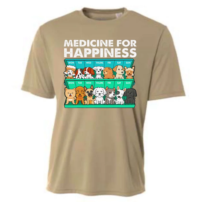 Medicine For Happiness Puppy Lover Dog Owner Cute Dogs Cooling Performance Crew T-Shirt