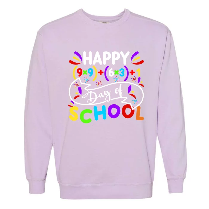 Math Formula Happy 100 Days Of School Math Teacher 100th Day Gift Garment-Dyed Sweatshirt