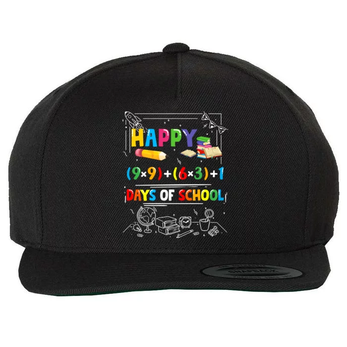 Math Formula Happy 100 Days Of School Virtual Teachers Funny Gift Wool Snapback Cap