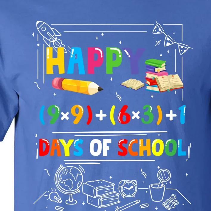 Math Formula Happy 100 Days Of School Virtual Teachers Funny Gift Tall T-Shirt