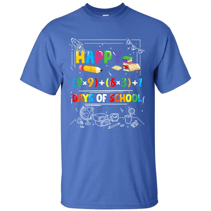 Math Formula Happy 100 Days Of School Virtual Teachers Funny Gift Tall T-Shirt