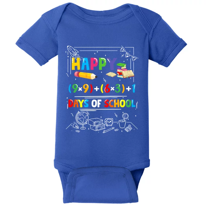 Math Formula Happy 100 Days Of School Virtual Teachers Funny Gift Baby Bodysuit