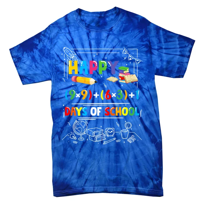 Math Formula Happy 100 Days Of School Virtual Teachers Funny Gift Tie-Dye T-Shirt