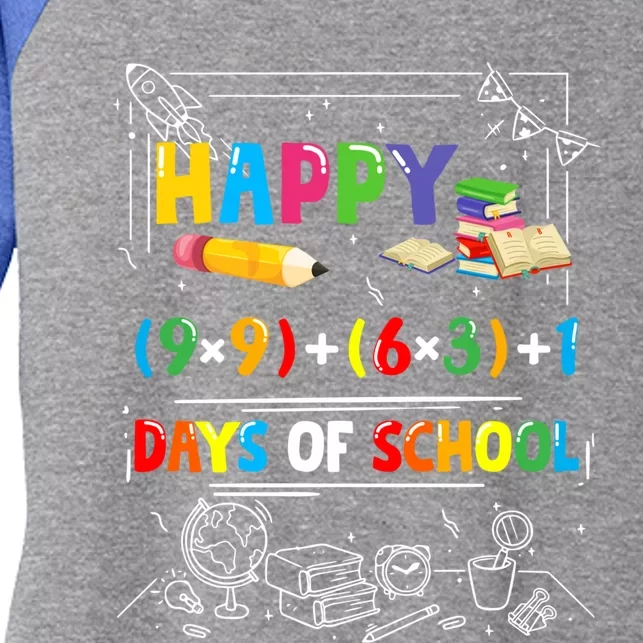 Math Formula Happy 100 Days Of School Virtual Teachers Funny Gift Women's Tri-Blend 3/4-Sleeve Raglan Shirt