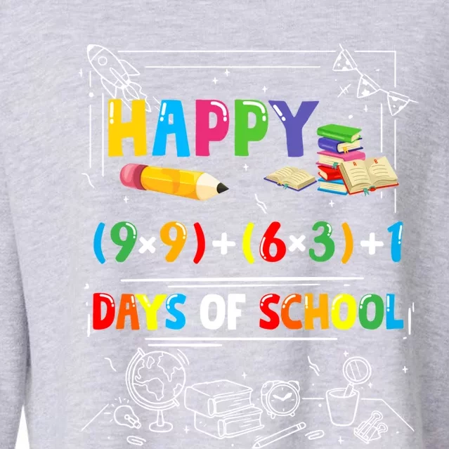 Math Formula Happy 100 Days Of School Virtual Teachers Funny Gift Cropped Pullover Crew