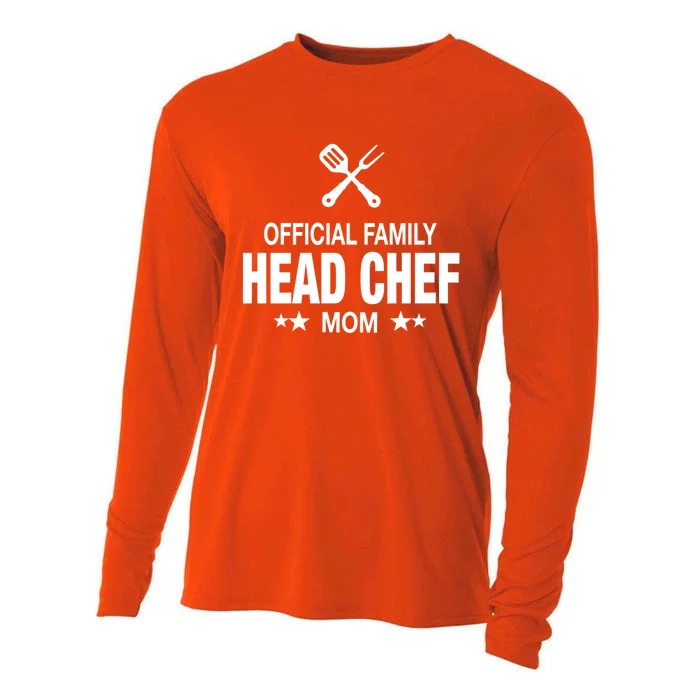 Mom Family Head Chef Great Gift Funny Cooking Mom Gift Cooling Performance Long Sleeve Crew