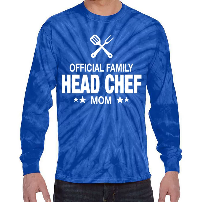 Mom Family Head Chef Great Gift Funny Cooking Mom Gift Tie-Dye Long Sleeve Shirt