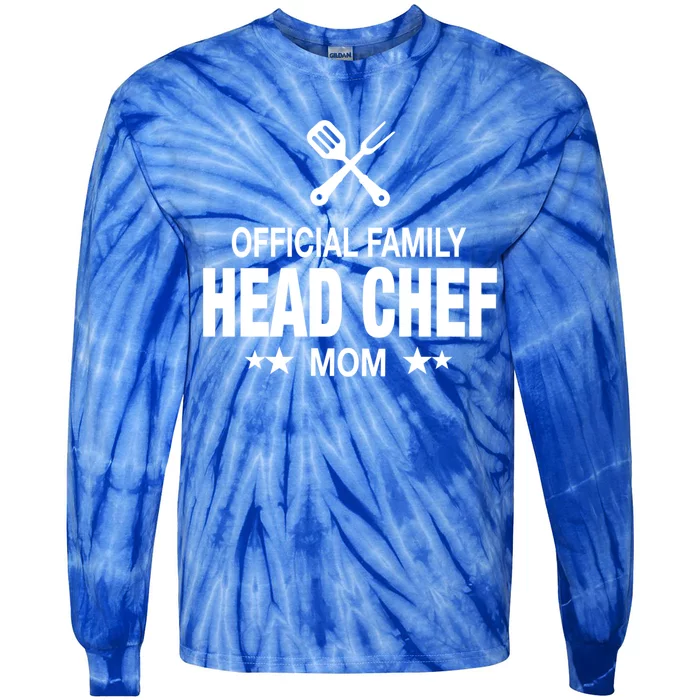 Mom Family Head Chef Great Gift Funny Cooking Mom Gift Tie-Dye Long Sleeve Shirt