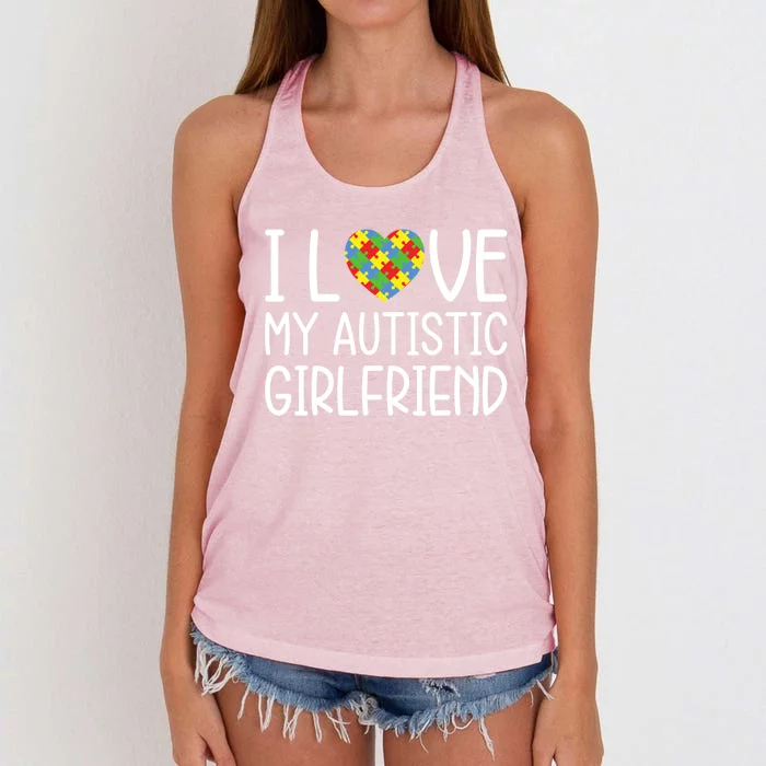 My Friend Has Autism Gift I Love My Autistic Friend Gift Women's Knotted Racerback Tank