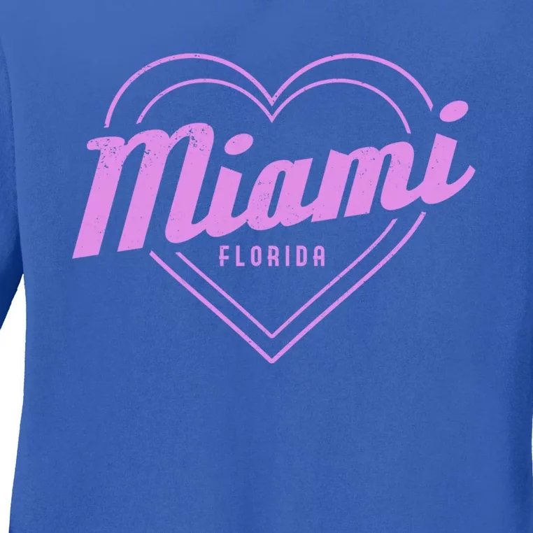 Miami Florida Heart Pride Girls Fl Miami Gift Ladies Long Sleeve Shirt