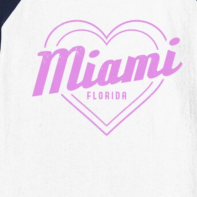 Miami Florida Heart Pride Girls Fl Miami Gift Baseball Sleeve Shirt