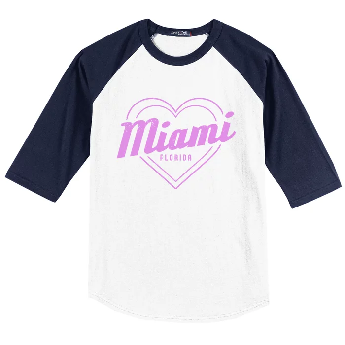 Miami Florida Heart Pride Girls Fl Miami Gift Baseball Sleeve Shirt