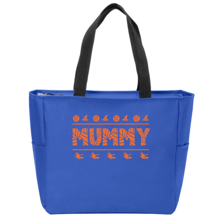 Mummy Funny Halloween Mom Costume Pumpkins Witch Creepy Gift Cool Gift Zip Tote Bag