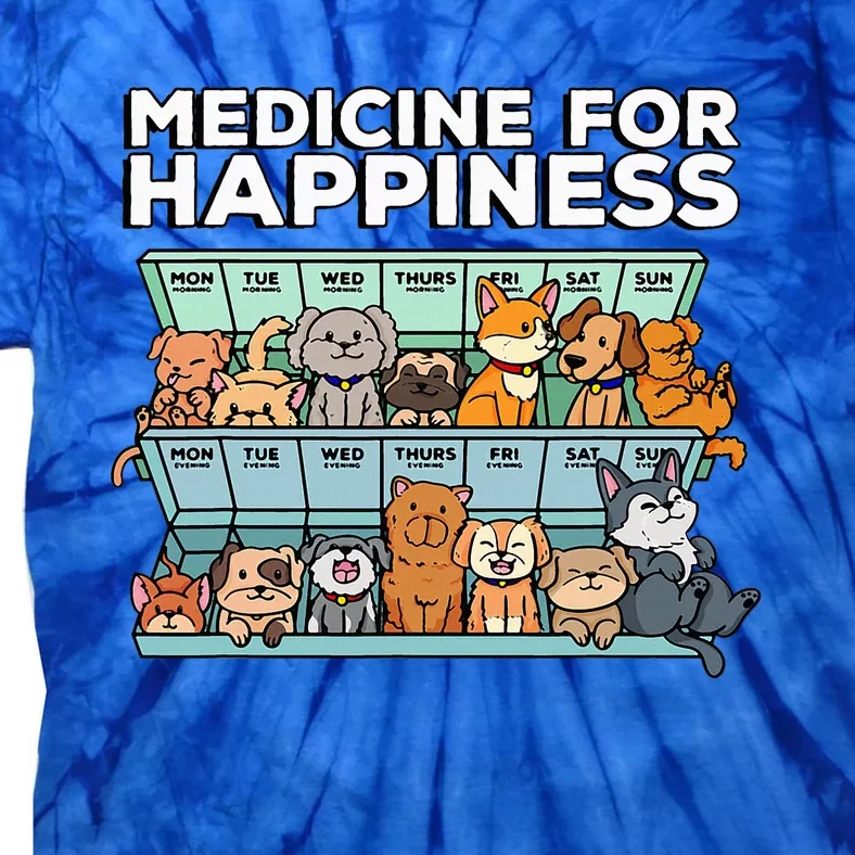 Medicine For Happiness Pill Box Animals Dog Pals Tie-Dye T-Shirt