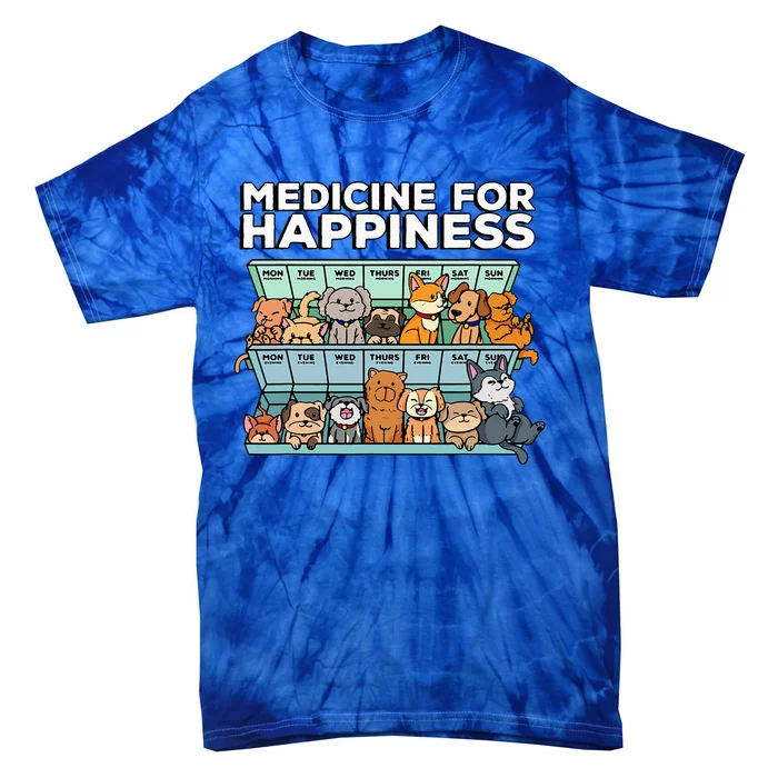 Medicine For Happiness Pill Box Animals Dog Pals Tie-Dye T-Shirt