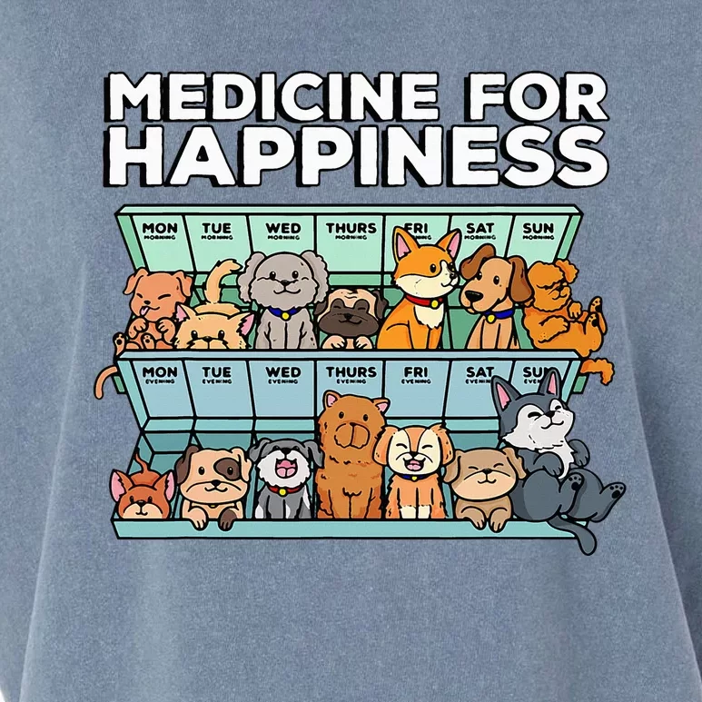 Medicine For Happiness Pill Box Animals Dog Pals Garment-Dyed Women's Muscle Tee