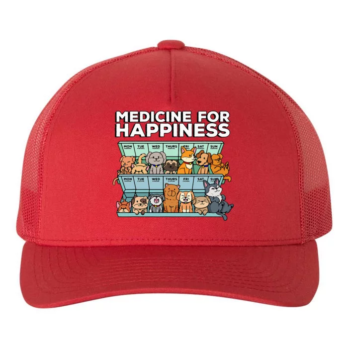 Medicine For Happiness Pill Box Animals Dog Pals Yupoong Adult 5-Panel Trucker Hat