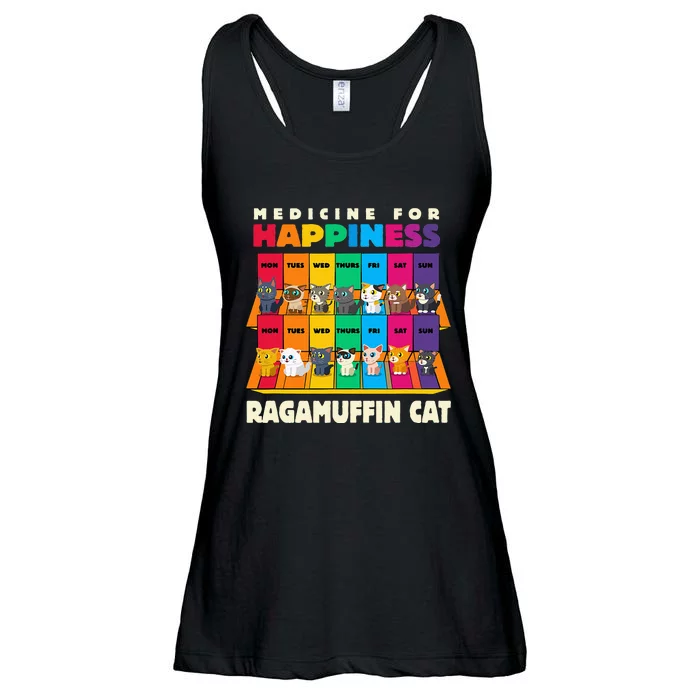 Medicine For Happiness Ragamuffin Cat Funny Ragdoll Cat Ladies Essential Flowy Tank