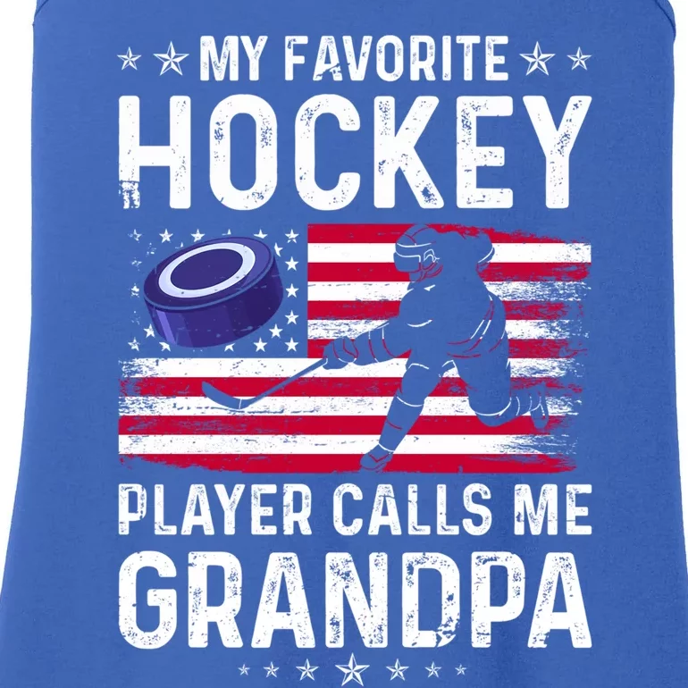 My Favorite Hockey Player Calls Me Grandpa American Flag Gift Ladies Essential Tank