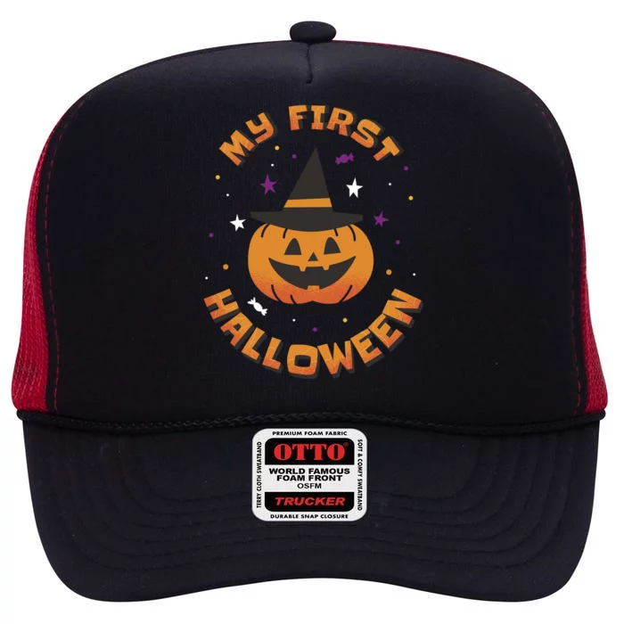 My First Halloween Pumpkin High Crown Mesh Trucker Hat