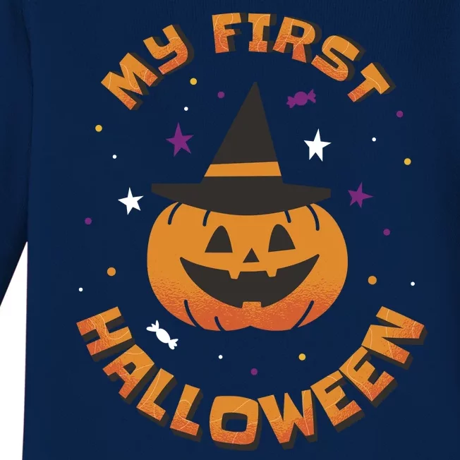 My First Halloween Pumpkin Baby Long Sleeve Bodysuit