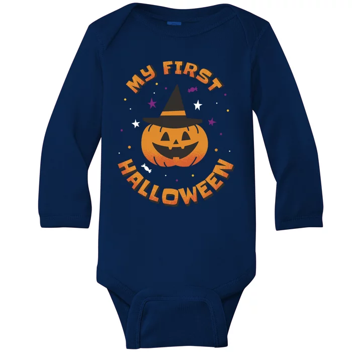 My First Halloween Pumpkin Baby Long Sleeve Bodysuit