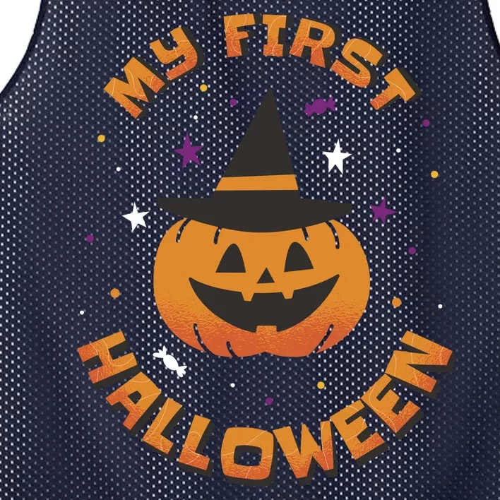 My First Halloween Pumpkin Mesh Reversible Basketball Jersey Tank