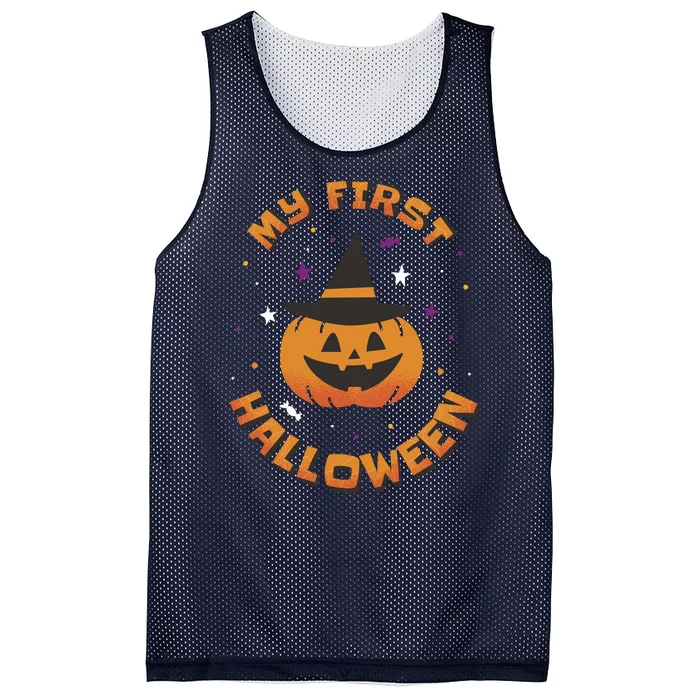 My First Halloween Pumpkin Mesh Reversible Basketball Jersey Tank