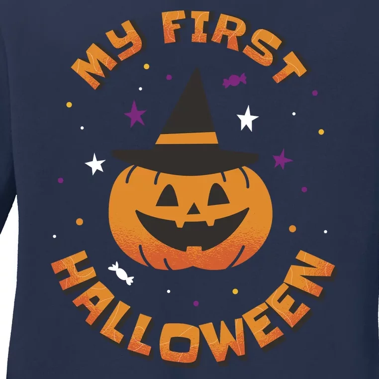 My First Halloween Pumpkin Ladies Long Sleeve Shirt