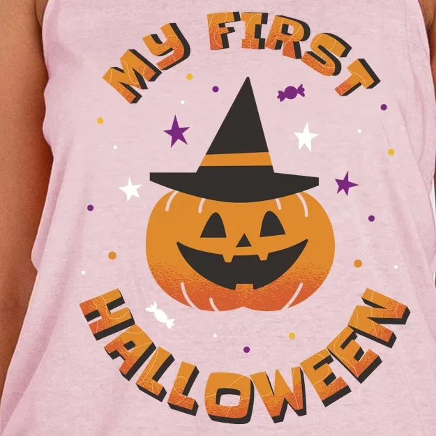 My First Halloween Pumpkin Women's Knotted Racerback Tank