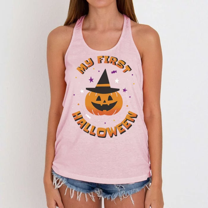 My First Halloween Pumpkin Women's Knotted Racerback Tank