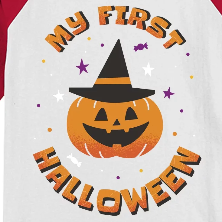 My First Halloween Pumpkin Kids Colorblock Raglan Jersey