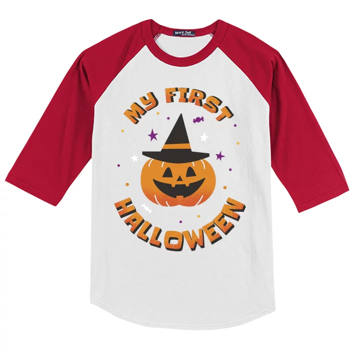 My First Halloween Pumpkin Kids Colorblock Raglan Jersey