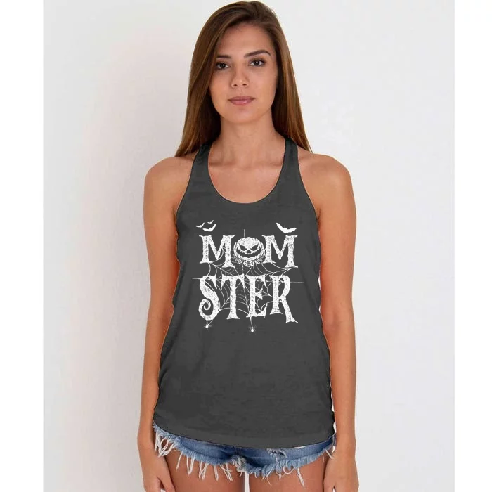 Momster Funy Halloween For Mom Monster Pumpkin Mommy Women's Knotted Racerback Tank