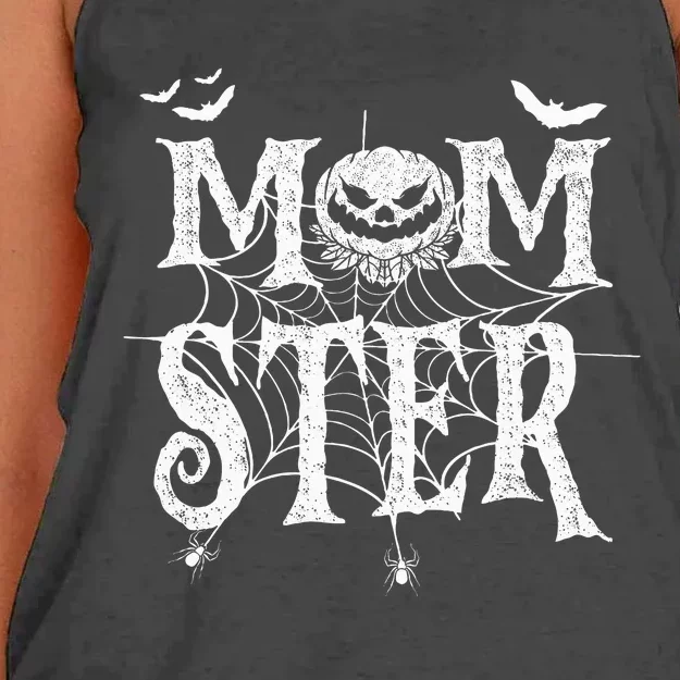 Momster Funy Halloween For Mom Monster Pumpkin Mommy Women's Knotted Racerback Tank